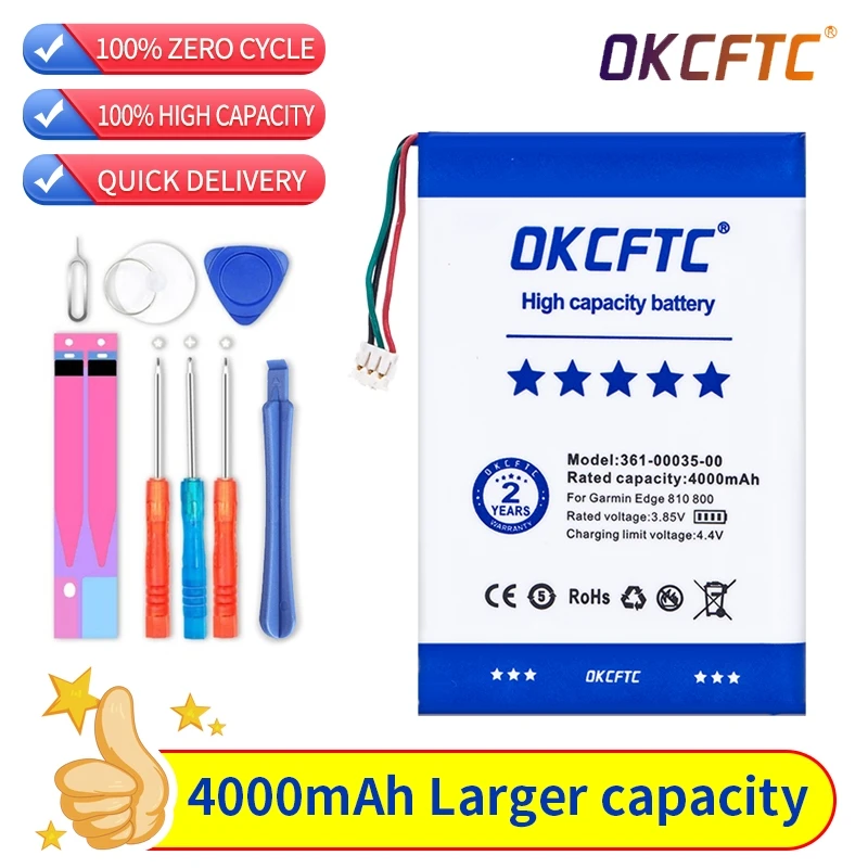 Original OKCFTC 4000mAh 361-00035-00 Battery For Garmin Edge 800 , Edge 810