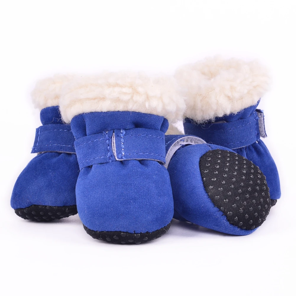 4 Pcs/Sets Winter Dog Shoes For Small Dogs Warm Fleece Puppy Pet Shoes Waterproof Dog Snow Boots Chihuahua Teddy Yorkie Shoes