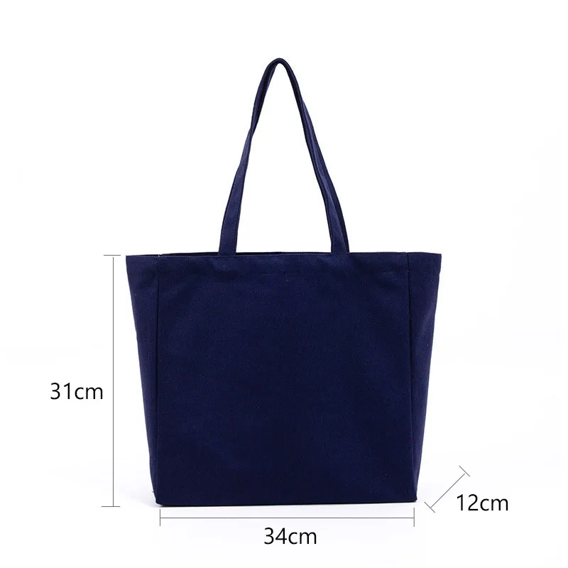 Canvas Shopping Bag Portable Folding Tote Bags Handbag for Outdoor Travel Women Shoulder Bag Reusable Shopper Storage Bag Pocket