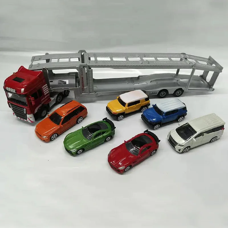 High-simulation alloy double-decker transport truck model,1:50 transport engineering truck toy,original packaging gift