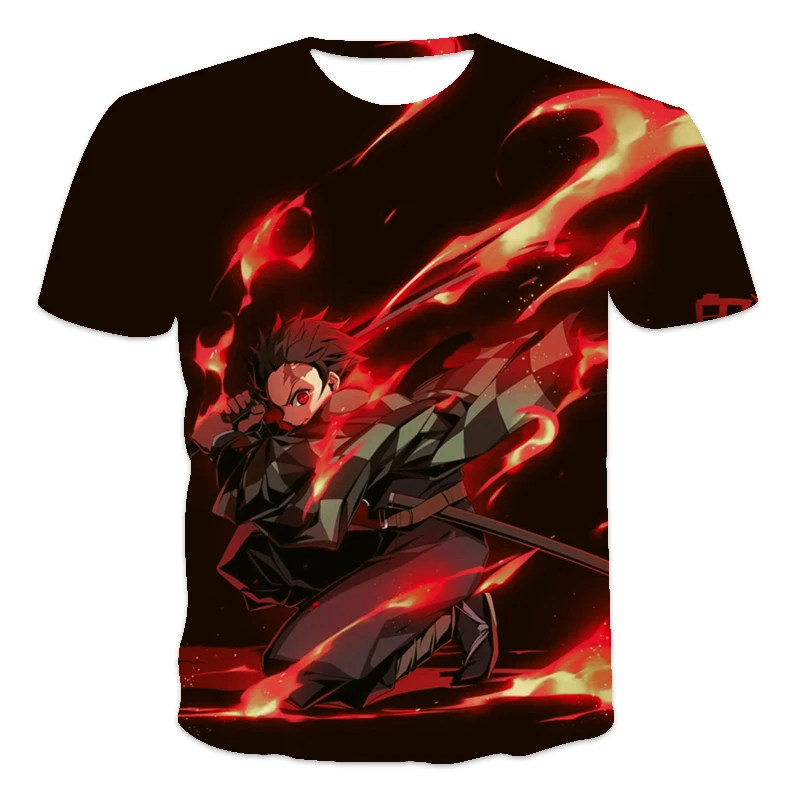 New Men's 3D T-shirt Demon Slayer Kimetsu No Yaiba Tanjirou Nezuko Anime Retro Color Full body Print Man T Shirt Size Street Top