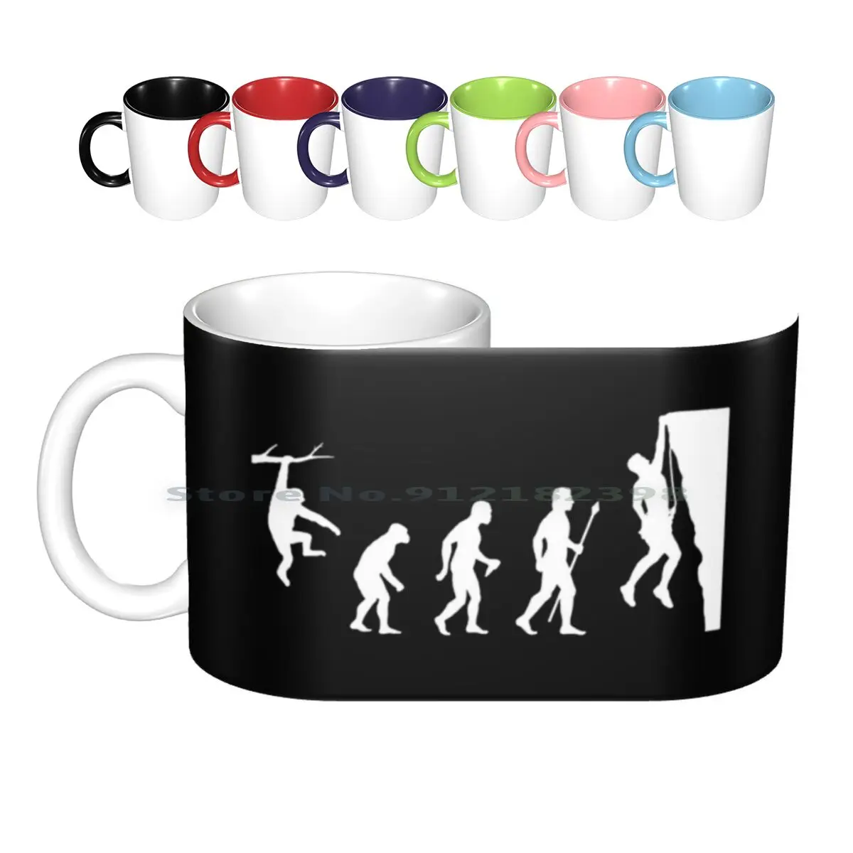 Funny Rock Climbing Evolution T Shirt Ceramic Mugs Coffee Cups Milk Tea Mug Climbing Evolution Rockclimbing Funny Climber Climb