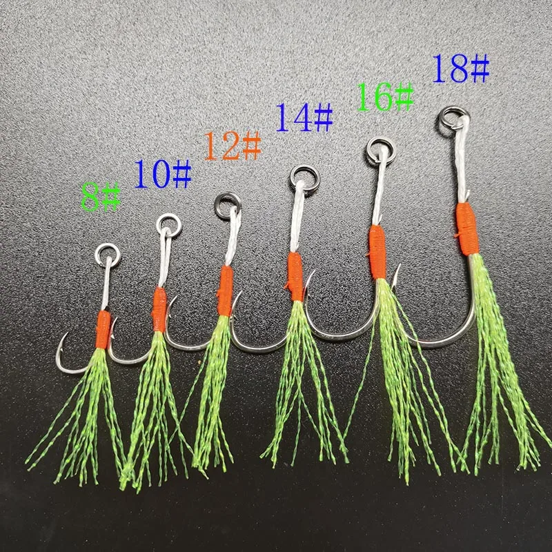 20pcs/pack 8#-22# Blood Slot Jigging Assist Hook Boat Jig Bait Fishing Line Rope Thread Assistant Fish Hook Tackle Peche Pesca