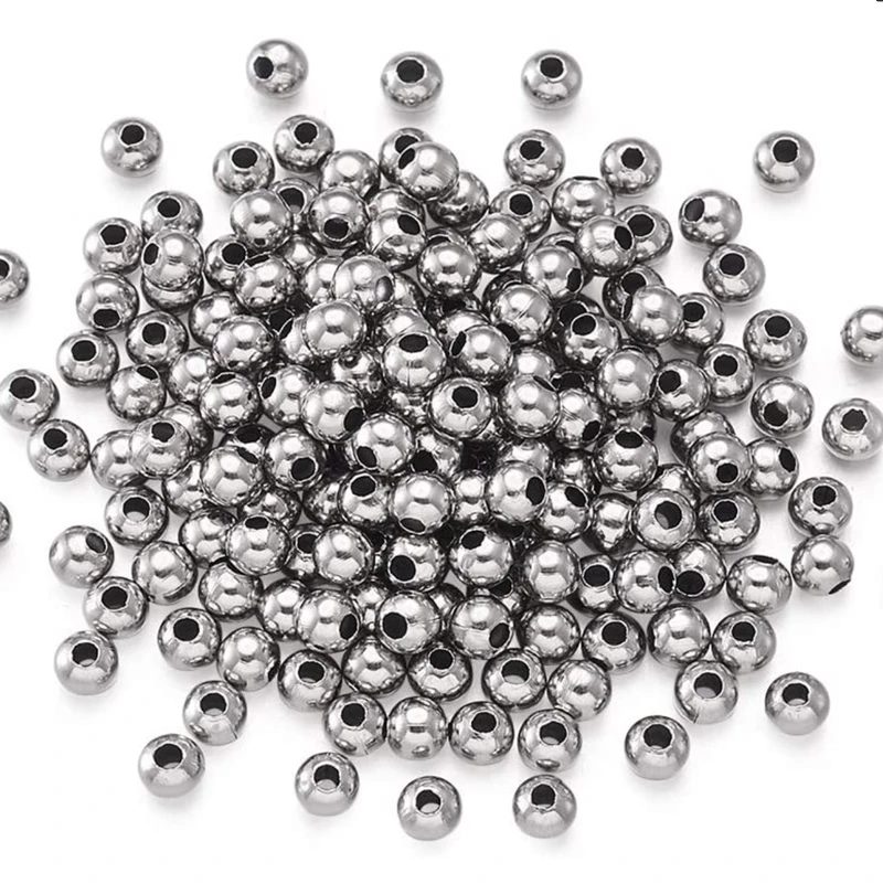 50pcs Stainless Steel Bracelet Big Hole Beads Diy Handicraft Accessories Findings Loose Spacer Beads For Jewelry Making