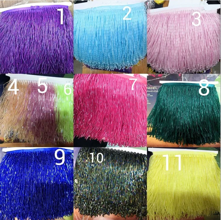 

bugle fringe beads tassels evening dreses beading trim luxury DIY Evening dresses 15cm hand beaded tassels