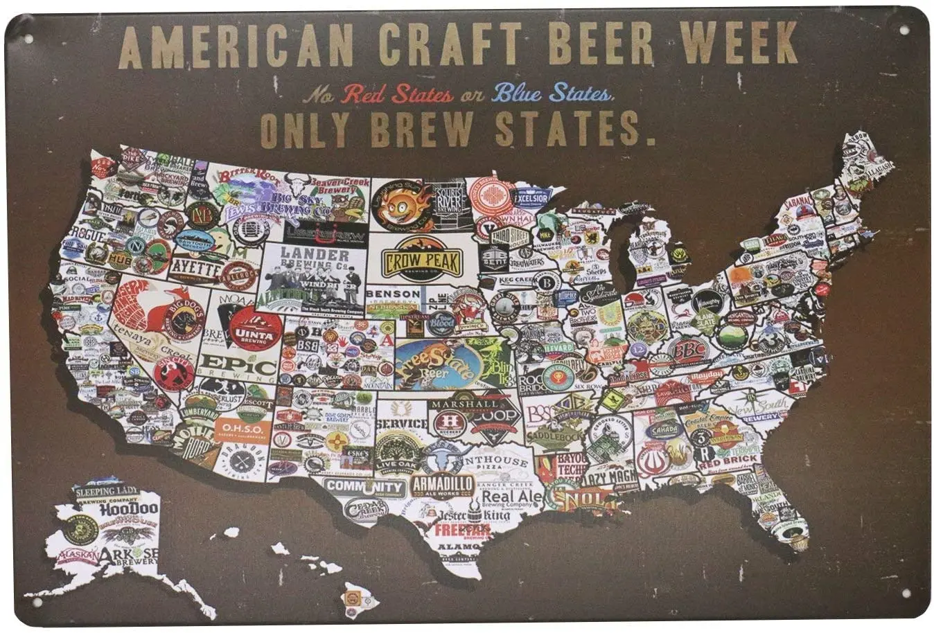 

American Craft Beer Week Beer States Map Retro Metal Tin Sign Plaque Poster Wall Decor Art Shabby Chic Gift