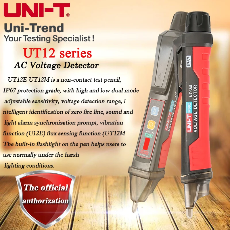 UNI-T UT12E/UT12M/UT12D non-contact AC Voltage Detector; high and low dual mode adjustable sensitive smart test pencil 24V-1000V