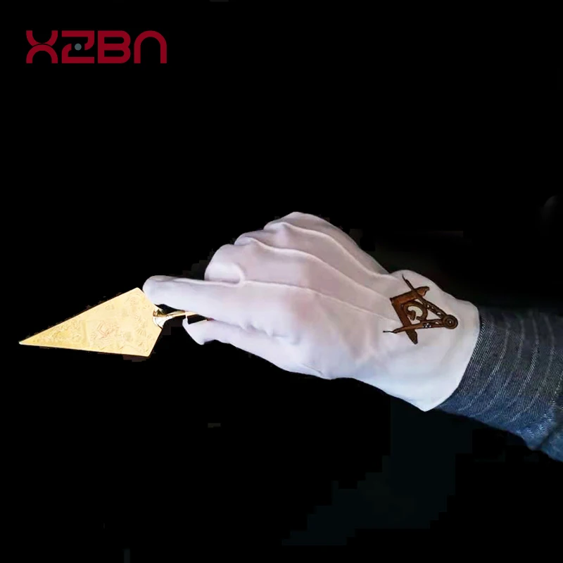 Masonic Gloves White Glove Mason Freedom Regalia Freemasonry Customized Made Embroidery Ceremonial full finger Length 22cm