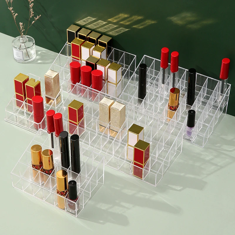 9/24/36/40 Grids Acrylic Makeup Organizer Lipstick Transparent  Display Rack Case Cosmetic Nail Polish Make Up Organiser Tool