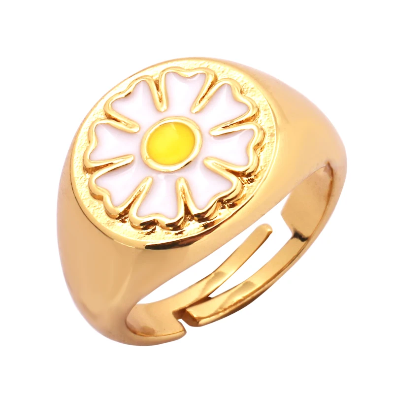 Daisy Flower Ladybug Butterfly Heart Taiji Clover Finger Ring Antique Grandma\'s Women\'s Adjustable Ring Girl Party Jewelry P32