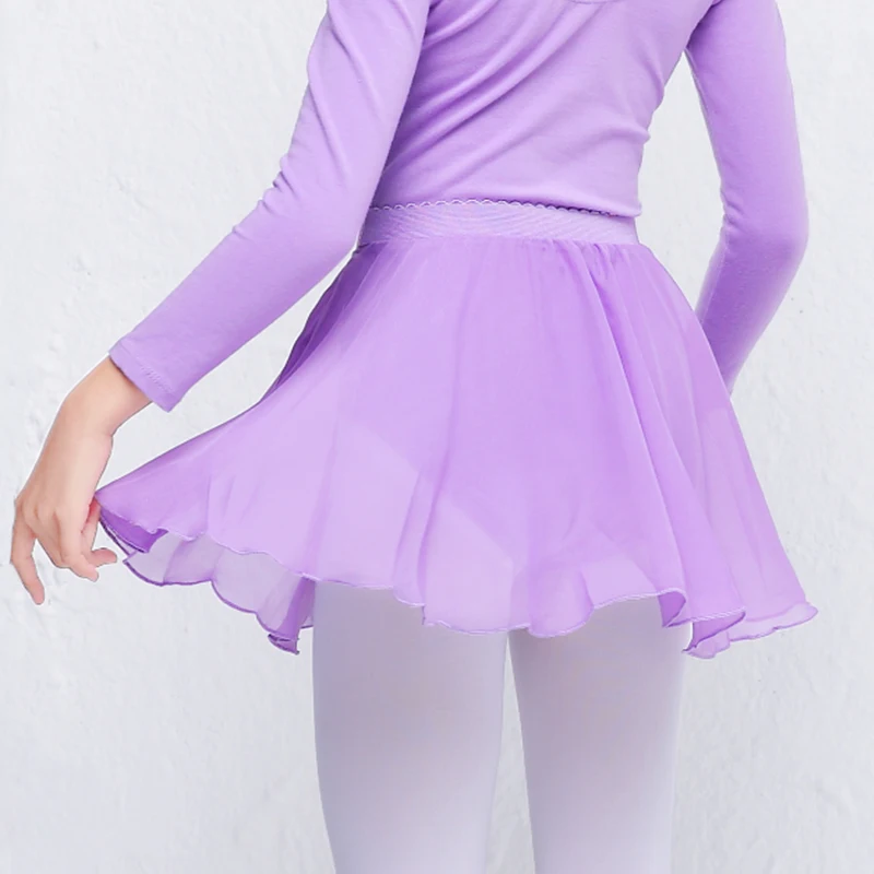 Girls Ballet Dance Skirts Chiffon Short Dancing Dress Elastic Waist Kids Ballet Practice Skirts Polyester Dance Costumes