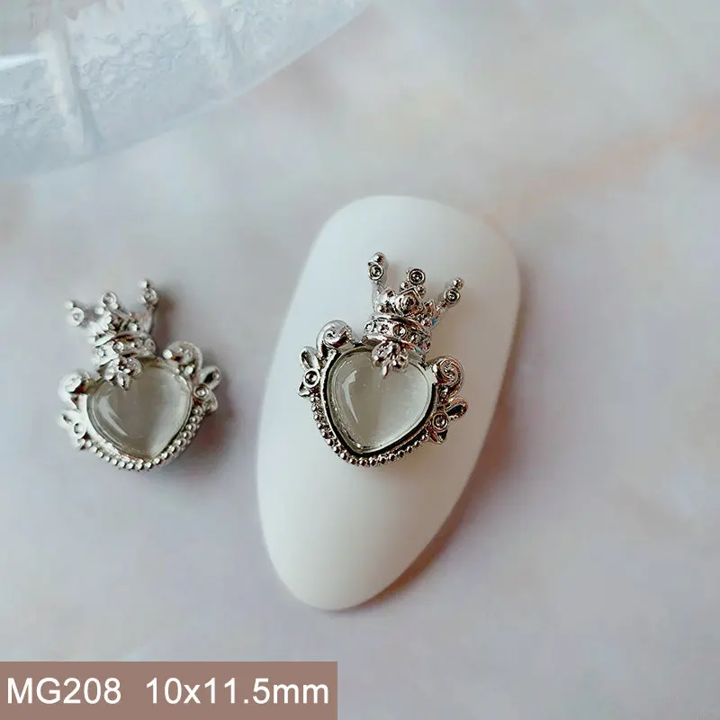 10pcs/lot MG207 Crown Love Heart Zircon Nail Art Crystals Jewelry Rhinestone DIY Nails Accessories Supplies Decorations Charms