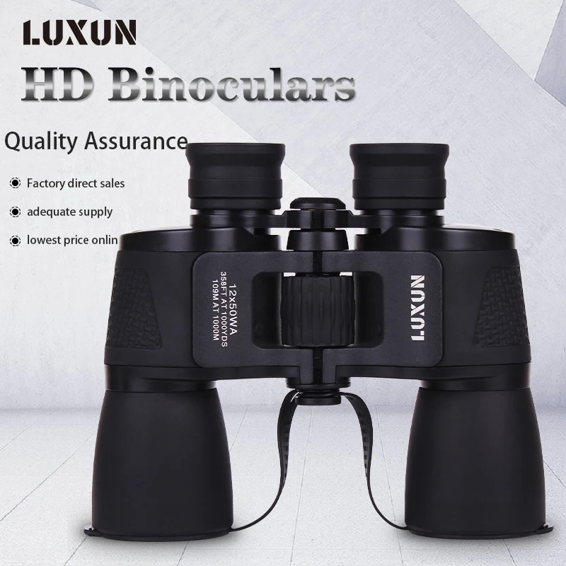 Imagem -02 - Luxun 12x50 Binóculos hd de Alta Potência 50 mm Grande Lente Objetiva Bak4 Prisma Telescópio Portátil para Caminhadas ao ar Livre Acampamento