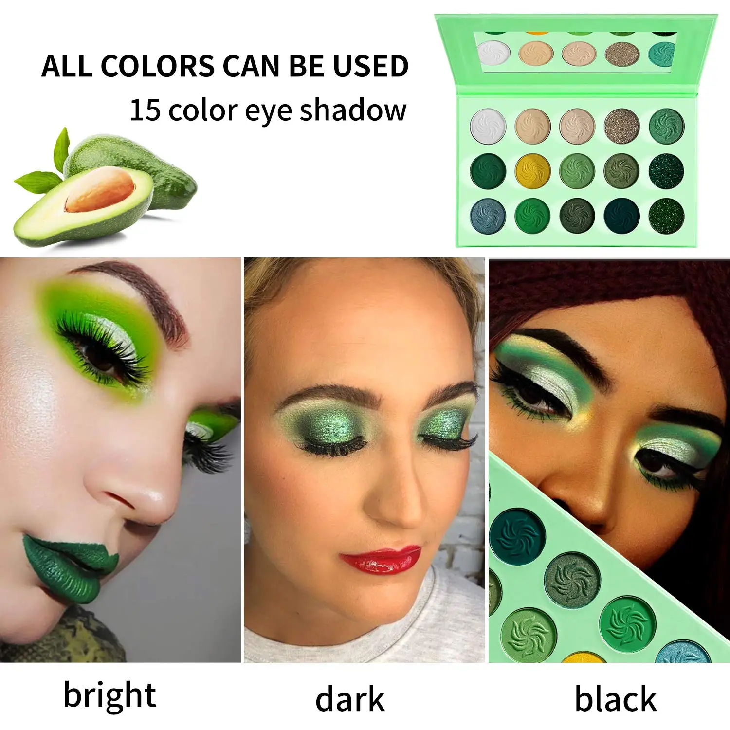 Green Eyeshadow Palette DE\'LANCI 15 Color Highly Pigmented Makeup set Long Wear Free Nude Yellow Emerald Green EyeShadow Pallet