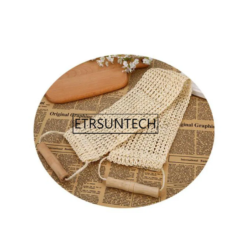 50pcs Rub Exfoliating Dead Skin Shower Towel Durable Skin Care Bath Towel Sisal Hemp Back Strap Wooden Handle