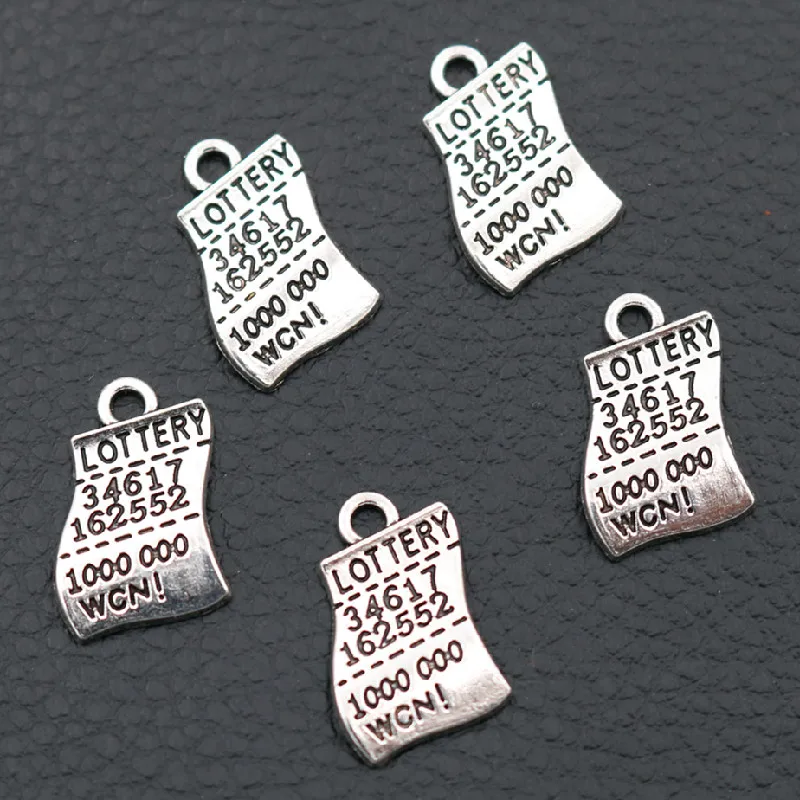 20pcs Silver Color Color Lottery Metal Pendant, Lottery Charms, Lottery Fans Charms, Grand Prize Charms, 19 * 13mm A2011