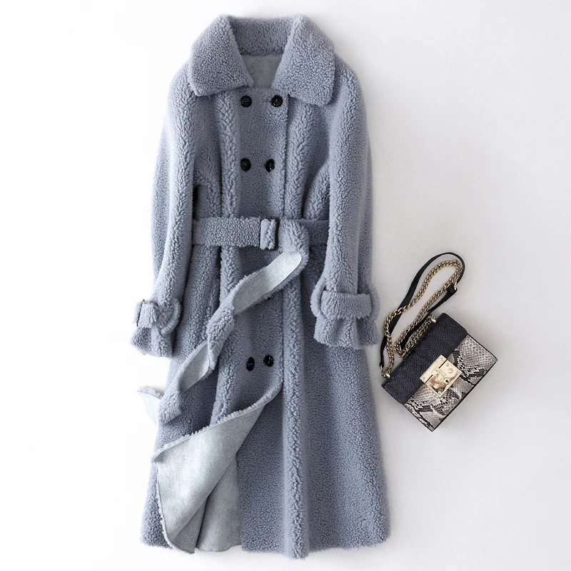 Autumn Winter Women Wool Fur Coat Korean New Fashion Button Pocket Granules Sheep Shearing Jacket Ladies Long Overcoat Tide H477