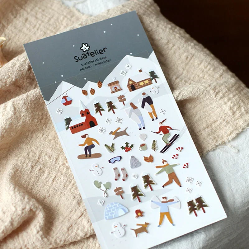 Suatelier “Midwinter” Stickers Korean Scrapbooking Material Junk Journaling Craft Supplies Planner Album Decoration No.1102