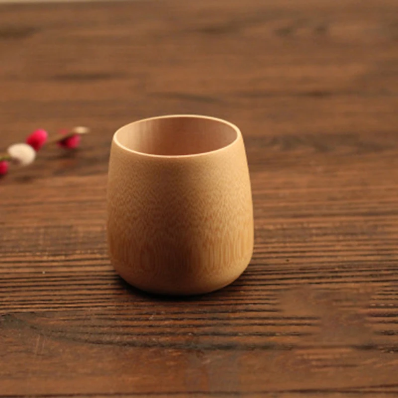 Home Japan Style Natural Bamboo Carved Water Cup Tea Beer Coffee Juice Drinking Mug Handmade Wooden Cup