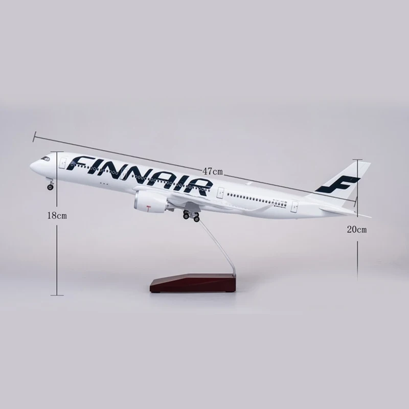 JASON TUTU 47cm Resin Diecast 1/150 Scale Finnair Airbus A350 Airplane Model Plane With Light & Wheel Finland Aircraft