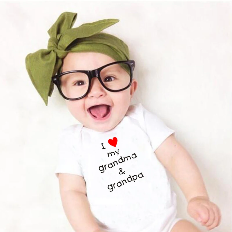 

Summer Fashion Outfits Newborn Baby Bodysuits I Love My Grandma &Grandpa Onesie Boys Girls Romper Cotton Short Sleeve Clothes