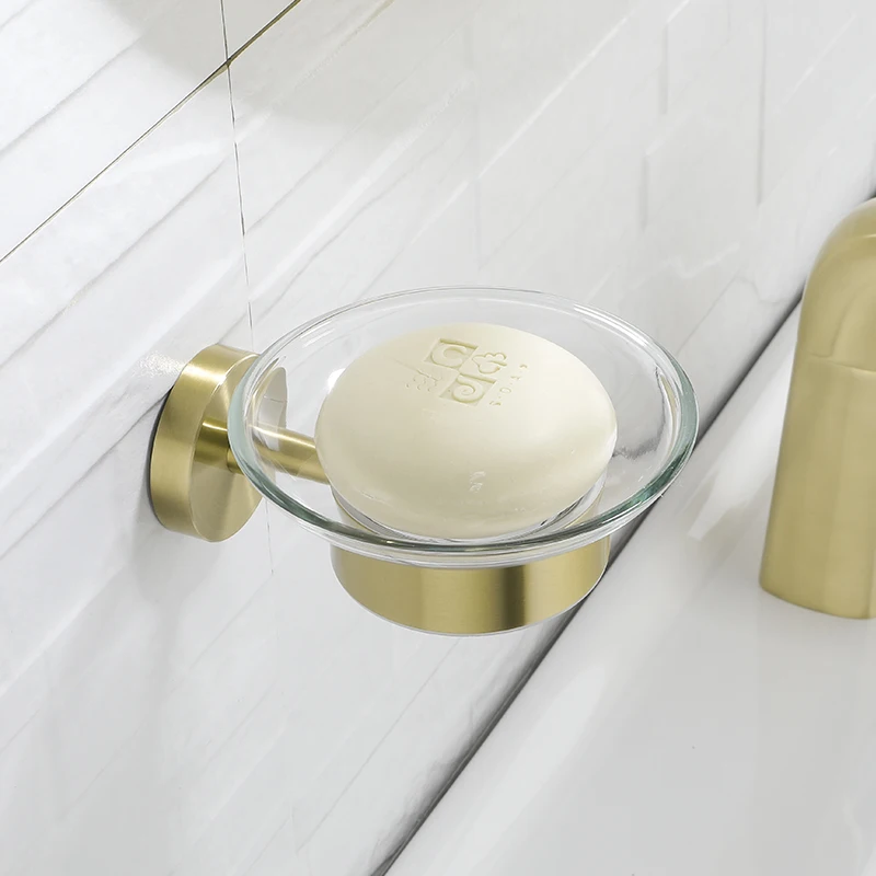Fashion and Luxury Brushed Gold Soap Dish Holder Wall-Mount Soap Dish Brushed & Gold Vibrant Moderne Brushed Gold