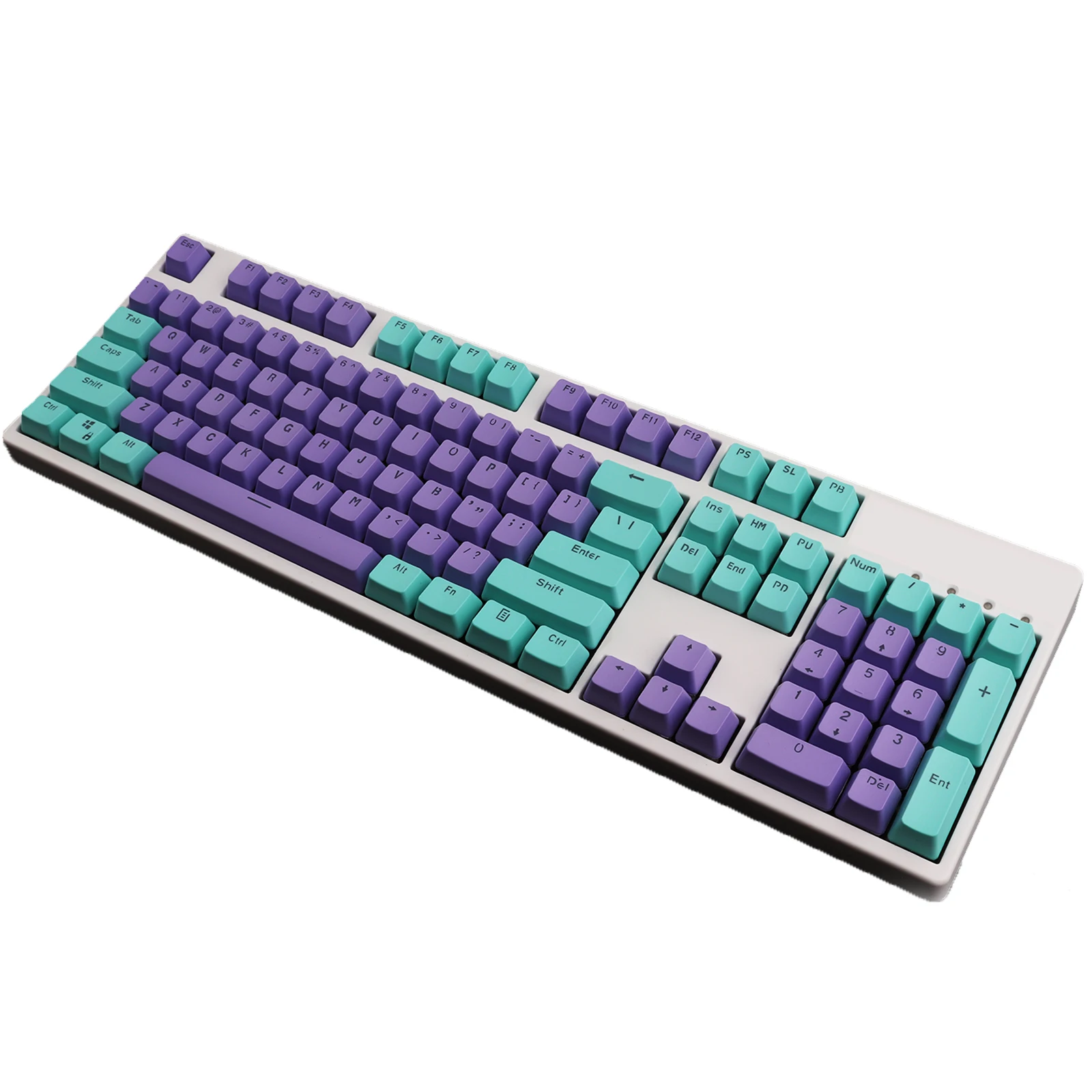 

PBT Keycap 61 key Cyan Double Color Backlight Keycaps Universal Column For Ikbc Cherry MX Annie Mechanical Keyboard PB