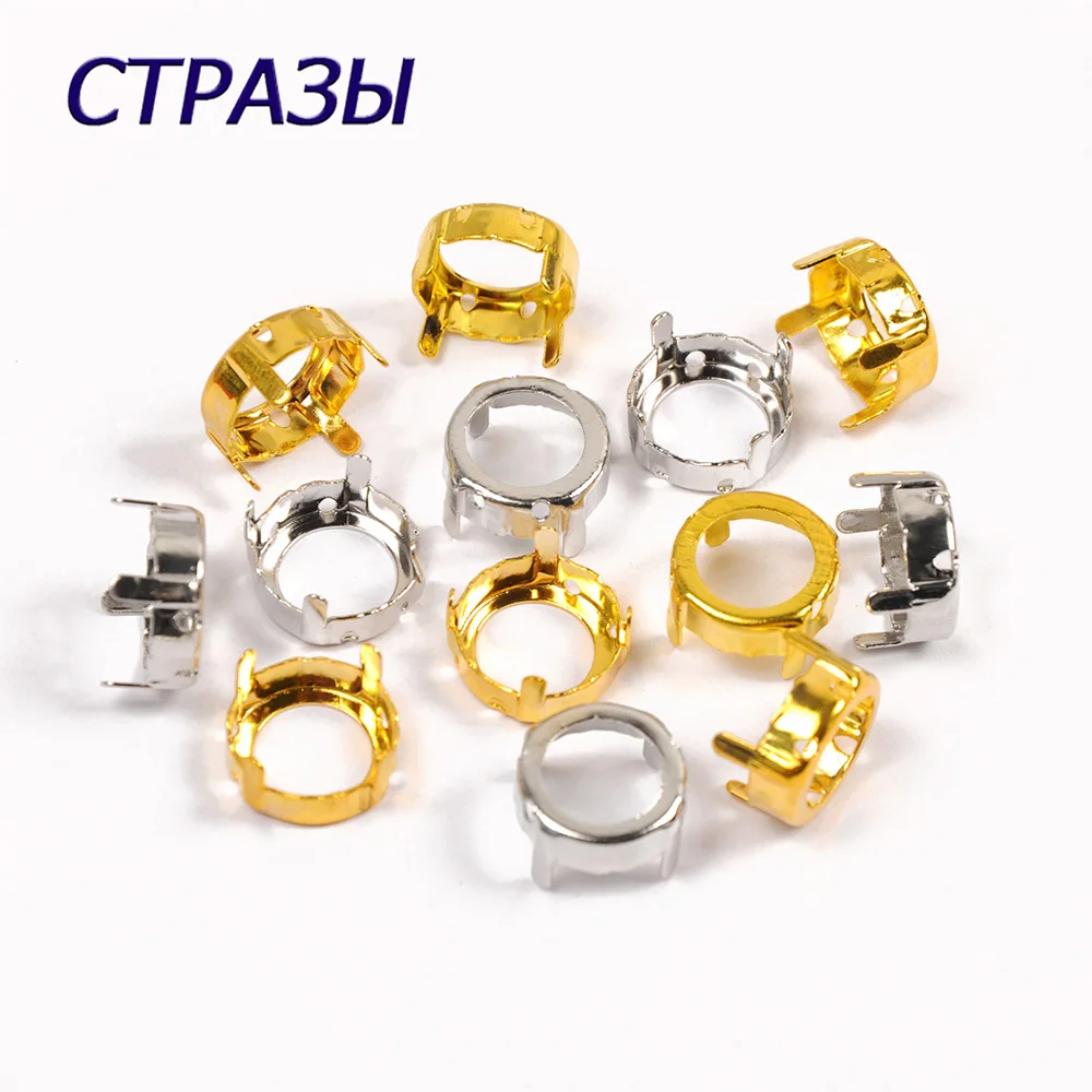 CTPA3bI Best Rivoil Shapes Rhinestone Claw Setting Sew on Rhinestones Base Set Silver Claws Gold Sewing Garments DIY Stones Base