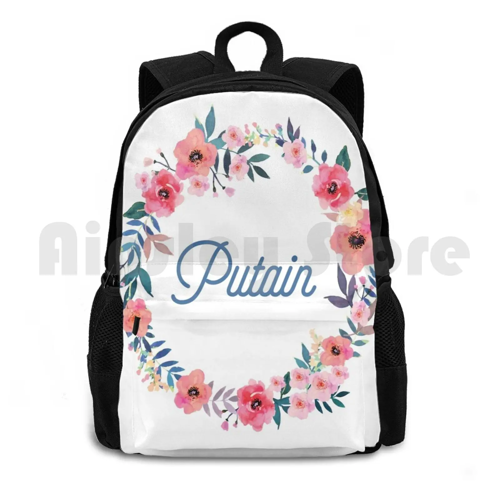 

Putain-Beautiful French Swear Words-Blue Outdoor Hiking Backpack Waterproof Camping Travel French French Language French