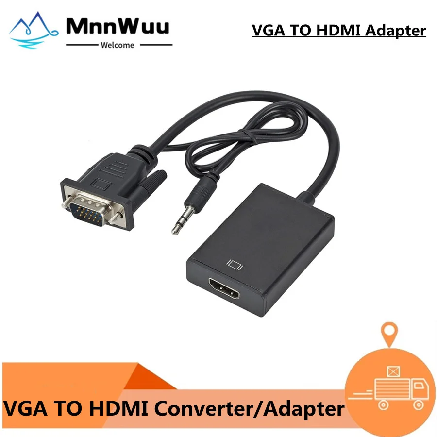 

Full HD 1080P VGA to HDMI-compatible Converter Adapter Cable With Audio Output VGA HD Adapter for PC laptop to HDTV Projector