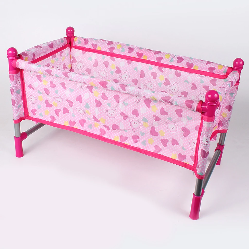 Modelo de cama de cuna para bebé, muebles de simulación, decoración de habitación para niños pequeños de 9 a 12 pulgadas, 45x23x22cm