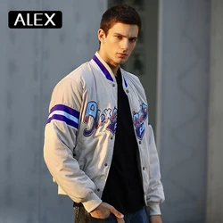 Alex Plein Bomber Jacket Man Style 2022 Warm Winter Coats Streetwear Men's Fashion Button Stand Collar Outwear Best Sell Basic