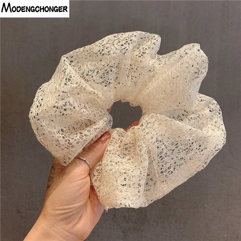 1PC New Fashion Hollow Lace Oversized Large Hair Scrunchies For Woman Ladies Simple Temperament Girl Hairband Hair Accessories