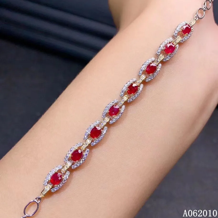 KJJEAXCMY fine jewelry 925 sterling silver inlaid natural ruby bracelet exquisite girl's hand bracelet support test Gift