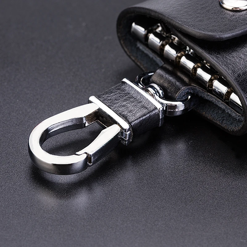 High Quality Genuine Leather Key Holder Men Women Key Wallet Organizer Pouch Car Keychain Housekeeper Key Case Mini Card Bag