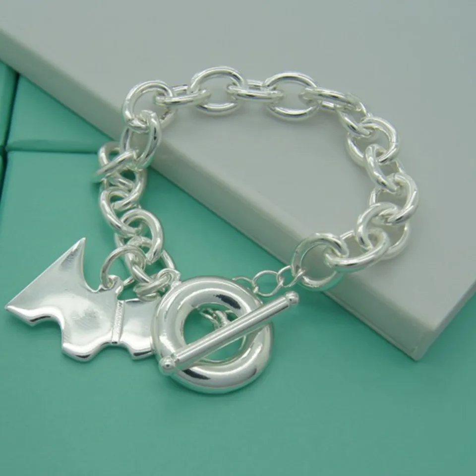 Silver 925 Fashion Silver Jewelry Dog Tags TO Clasp Bracelet Fashion Wedding Gift