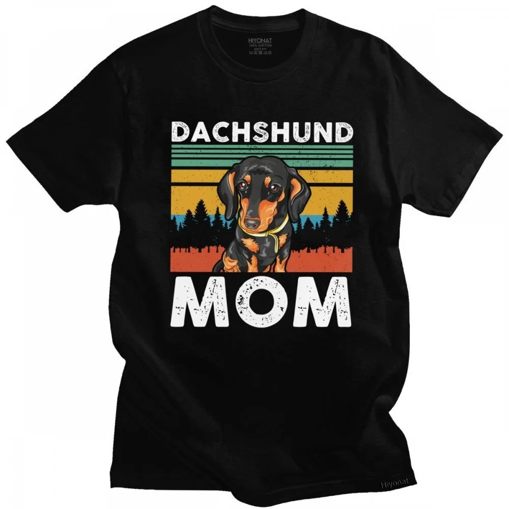 Fashion Mens Dachshund Mom T-Shirt Short Sleeved Cotton Tshirt Printed Dog Owner Gift Idea Streetwear Graphic Tee Shirt Apparel