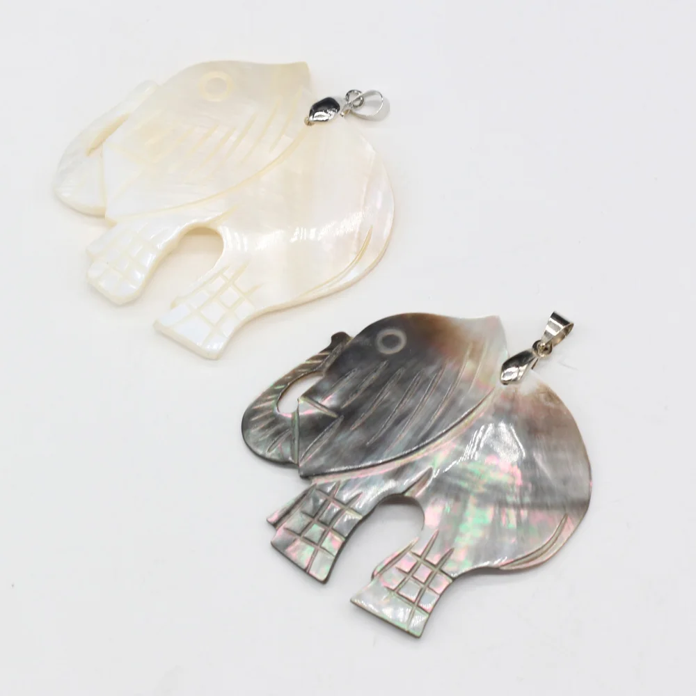 Natural Elephant Shape Shell Mother of Pearl Shell Pendant for DIY Earring Necklace  Jewelry Making Women Gift Size 50x50mm