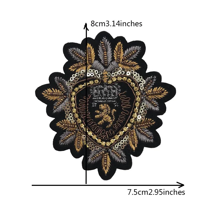 Metal Toothbrush Embroidery Crown Flower Love Heart Indian Wire Emblem Beads Crystal Handmade Patches Sew on Decorative Badges