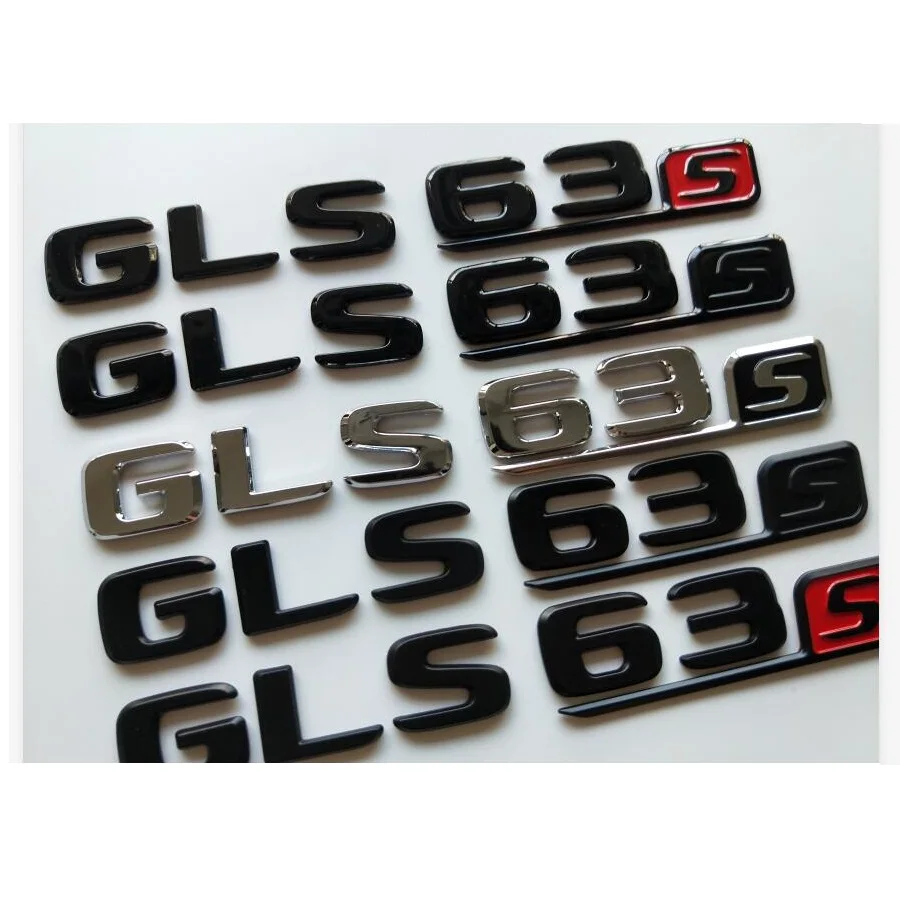 Chrome Black Letters Number Trunk Badges Emblems Sticker for Mercedes Benz W166 X166 SUV GLS63s AMG