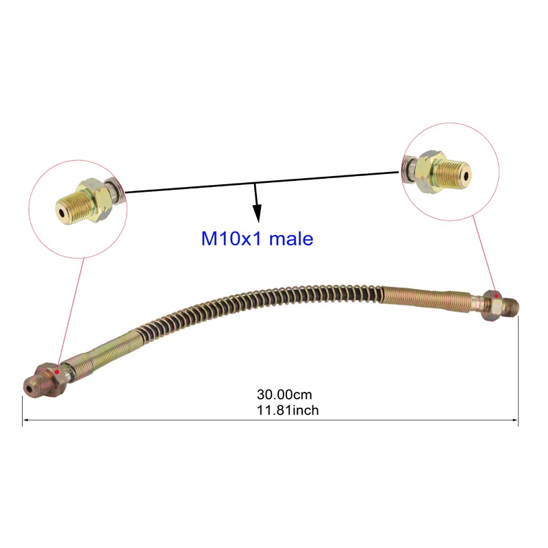 PCP Paingball Diving High Pressure Hose   M10x1  Male  Connection 30cm Long