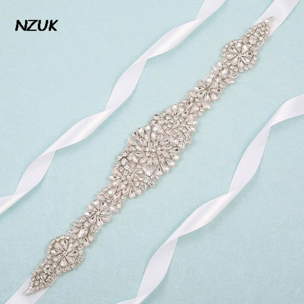 NZUK Rhinestones Bridal Belt Sparkling Crystal Wedding Belt Sliver Diamond Bridal Dress Sash For accessoires de mariage