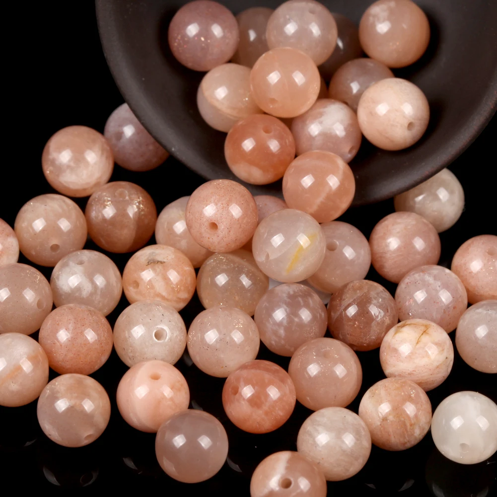 

Natural Sunstone Round Gemstone Loose Spacer Bead For Jewelry Making 6/8/10/12mm DIY Bracelet Necklace