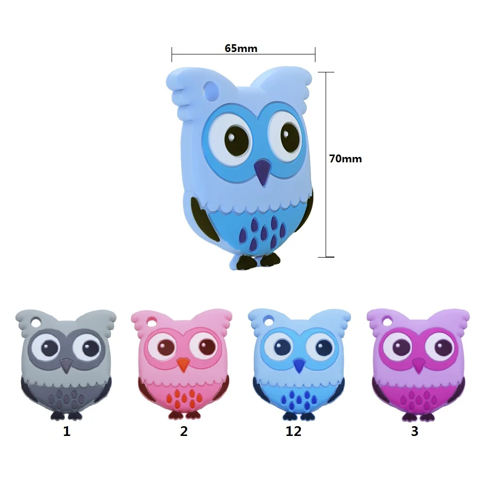 BOBO.BOX 1PC Silicone Teethers Food Grade Baby Tiny Rod DIY Teething Necklace Beads Owl Fox Penguin Flamingo Cartoon Animals Toy