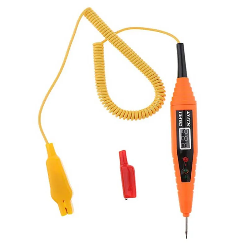 

Heavy Duty 2.5V-32V Digital LCD Circuit Tester with Extended Spring Cable,Car Truck Low Voltage & Light with Stainless Probe