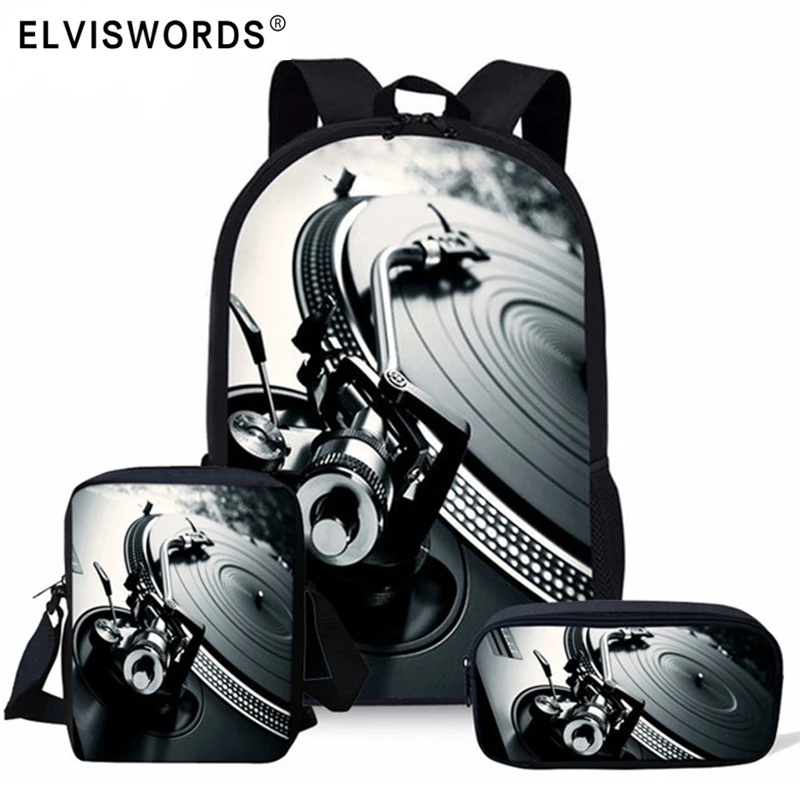 ELVISWORDS-mochilas escolares para hombre y mujer, Juego de 3 unids/set, con altavoz Punk impreso, mochilas escolares para niños y niñas