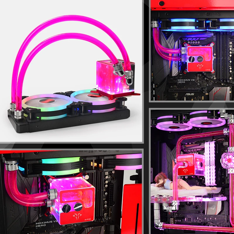 Syscooling All In One Waterkoeling Aio Cpu Liquid Cooler 5V Rgb Ondersteuning Koperen Radiator Pc Waterkoeling Kit
