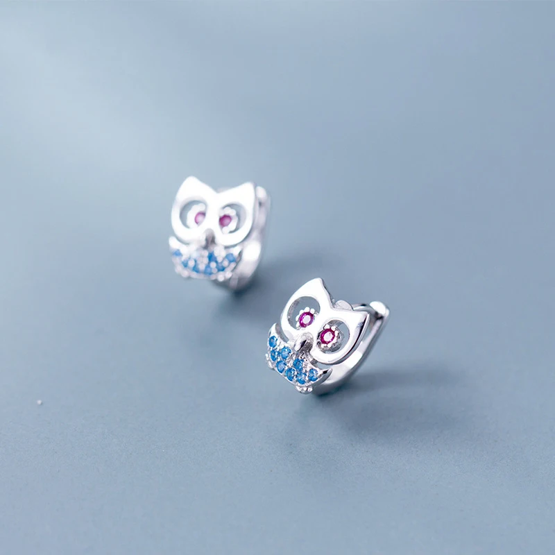 925 Sterling Silver Owl Hoop Earrings Women Jewelry Unusual 2021 Trends Fashion Earrings Accessories Korean Gift