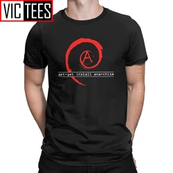 メンズapt-get install anarchimt Tシャツ,Linux dembian,純綿オーディオ,ヴィンテージ,卸売