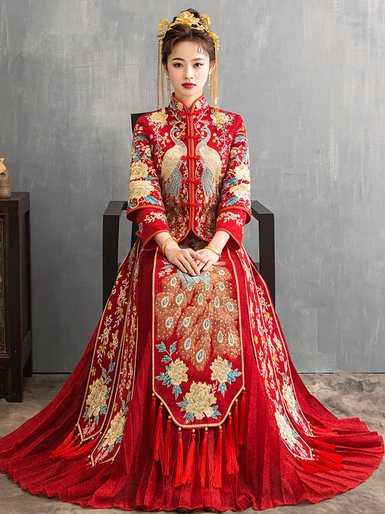 Traditional Chinese Wedding Dress Oriental Style Dresses China Clothing  Size 6XL 2020 Modern Cheongsam Red Qipao Long - AliExpress 200000532